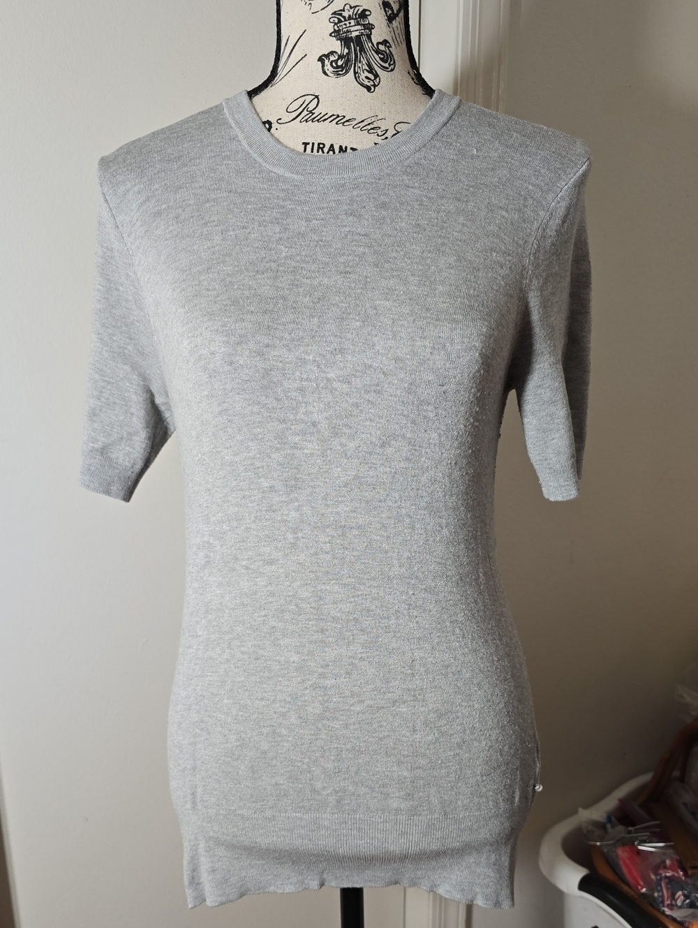 Zara Light Gray Short Sleeve Knit Top
